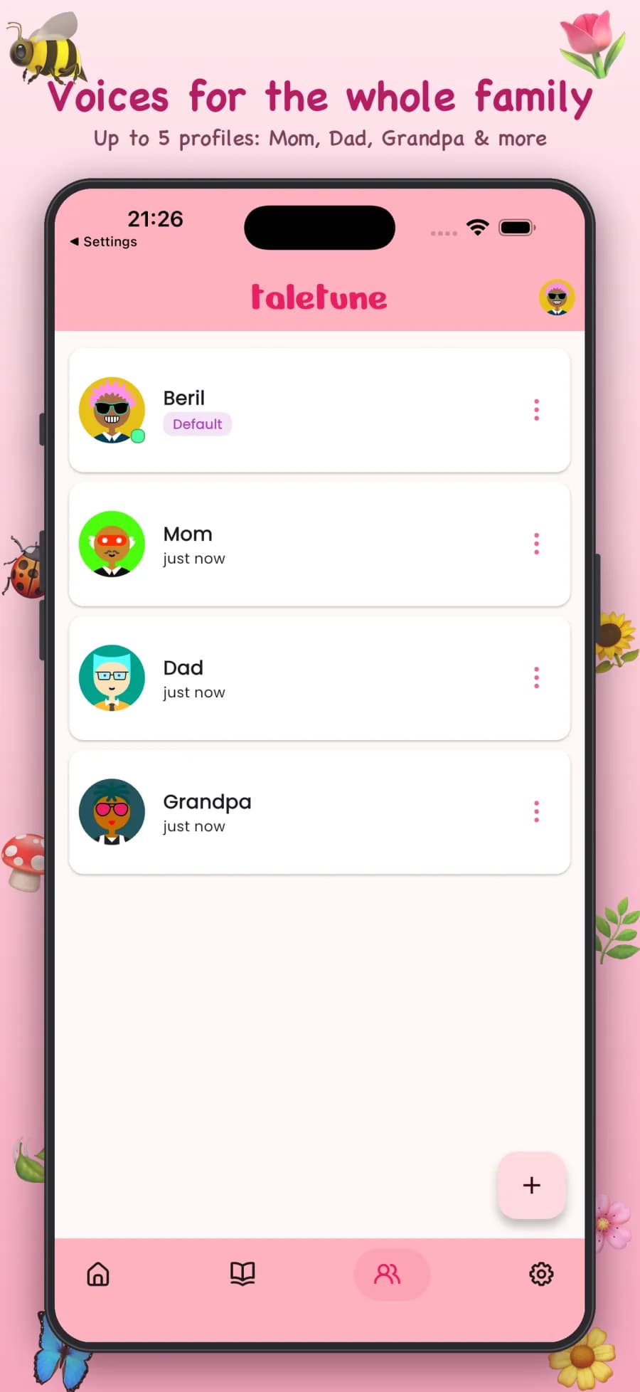 Family voice profiles in Taletune